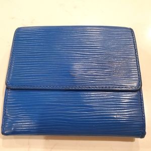 Louis Vuitton Blue Epi Elise Compact Wallet with Box!